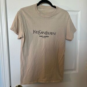 Saint Laurent Tan Logo Tee